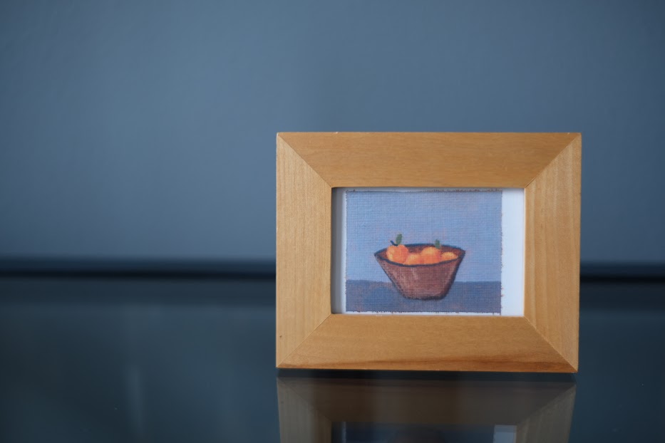 Orange basket teeny-tiny painting (2x3)